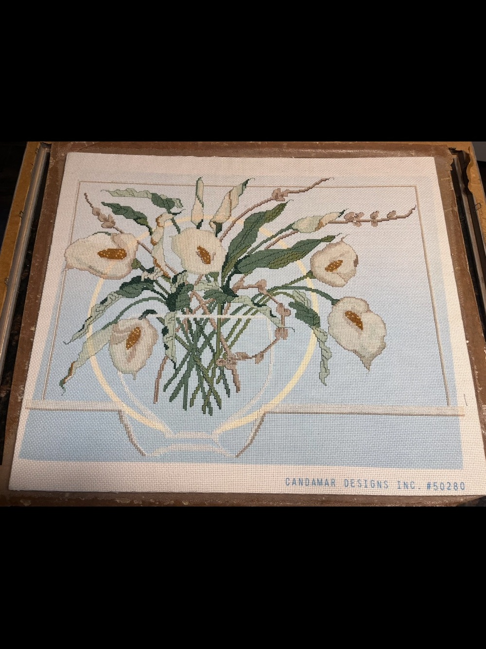 Calla Lily Counted Cross Stitch Art Work Botanical Hand Stitched Needlework